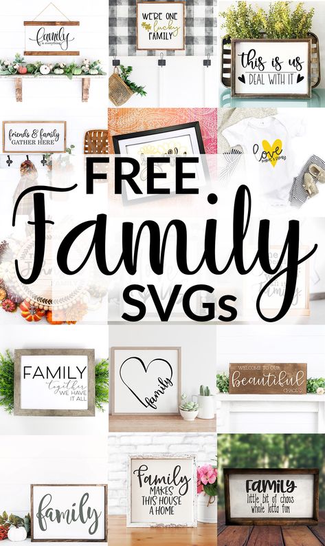 Free SVGs to download for making family signs for your home, or as gifts. Cricut friendly! New Home Svg Free, Free Svg Quotes For Cricut, Cricut Projects Vinyl Signs, Cricut Signs For Home, Cricut Home Signs, Cricut Signs Sayings, Circut Designs Free, Free Cricut Downloads Svg, Free Svgs For Cricut