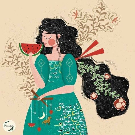 Folklore Art, Persian Calligraphy Art, Animal Art Projects, Watermelon Art, Persian Art Painting, Cartoon Clip, Mermaid Drawings, Book Illustration Art, Illustration Ideas