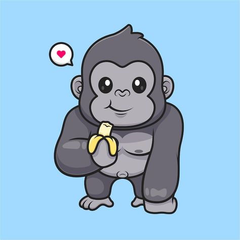 Free vector cute gorilla eating banana c... | Free Vector #Freepik #freevector #animal-mascot #cute-monkey #baby-monkey #funny-cartoon Cute Gorilla Cartoon, Cute Gorilla Drawing, Gorilla Eating, Gorilla Cartoon, Gorilla Wallpaper, Cartoon Gorilla, Cute Gorilla, Banana Cartoon, Cute Art Projects