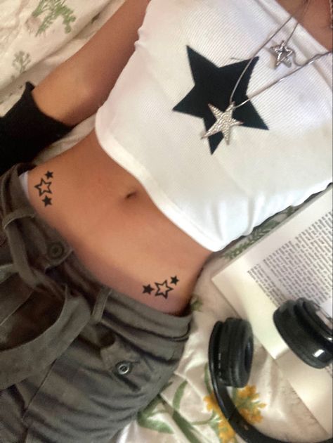 star girl aesthetic headphones grunge archive Stars Hip Tattoo, Headphones Grunge, Inner Thigh Tattoos, Star Girl Aesthetic, Aesthetic Headphones, Tramp Stamp Tattoos, Waist Tattoos, Funky Tattoos, Ear Tattoo Ideas