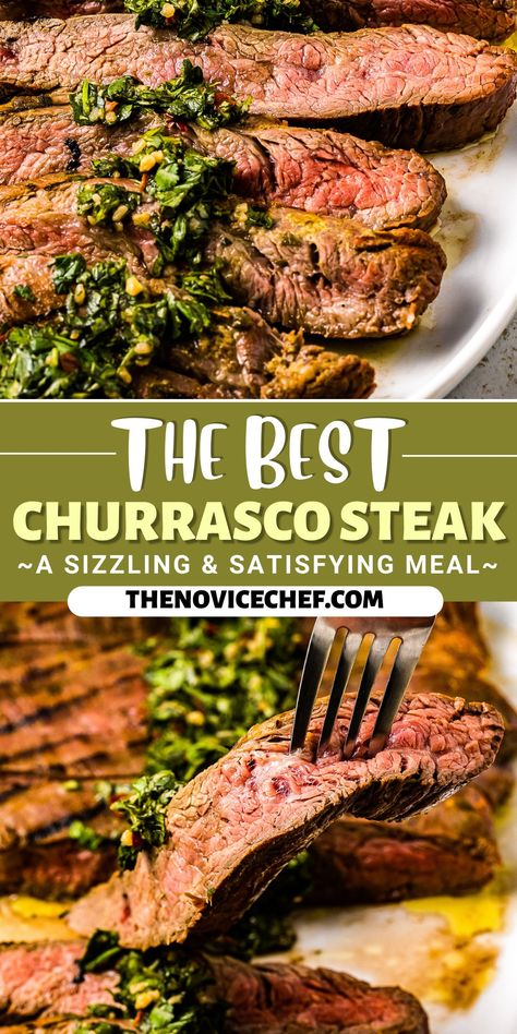 Perfectly juicy and topped with herby chimichurri, this churrasco steak recipe is the only excuse you need to fire up the grill this summer. Marinated with mojo, every bite is wonderfully tender and flavorful. Chimichurri Marinade Steak, Churrasco Steak Recipe Puerto Rico, Churrasco Steak Recipe, Churrasco Recipe, Chimichurri Recipe Steak, Churrasco Steak, Mojo Marinade, Steak Marinated, Steak With Chimichurri