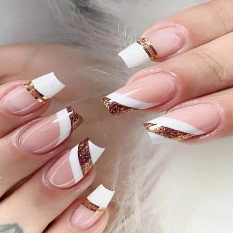 24 Pieces Press On Nails Color May Vary Due To Lighting Size One Size Condition New Comes With Mini Nail File And Glue Adhesive Strips Nail Shapes Square, Coquette Nails, Nail Academy, Graduation Nails, Fall Nail Art Designs, Blush Nails, Striped Nails, Great Nails, Nail Patterns