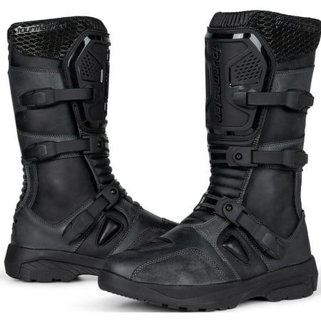 The Highlander ADV Boots are perfect for riders who love adventure and style. Made from durable cowhide leather, these boots get more character with each ride, matching your unique journey. They're designed for comfort, easily adapting to different riding styles and conditions, making every trip enjoyable. These boots are more than just protective gear; they're a reliable companion for all your rides, whether on rugged trails or city streets. With their versatile design and a 4-year warranty, th Cyberpunk Boots, Cool Tactical Gear, Combat Suit, Industrial Boots, Gore Tex Boots, Mens Motorcycle Boots, Leather Motorcycle Boots, Automotive Apparel, Blue Beetle