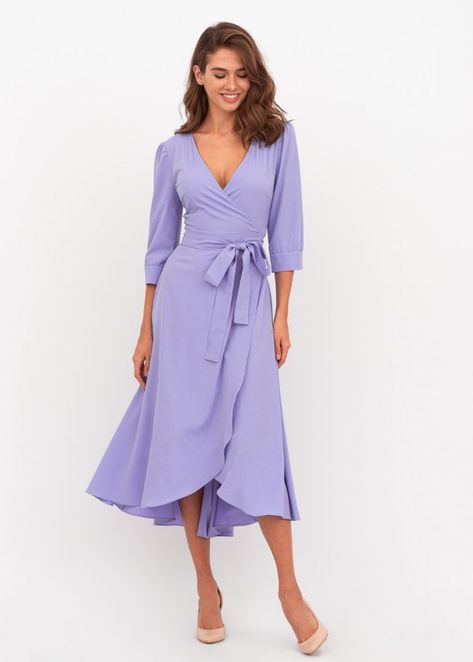 Light purple wrap dress, short wrap dress, bridesmaid dress, short dress, mini dress, party dress Short Wrap Dress, Bridesmaid Dress Short, Purple Wrap Dress, Wrap Dress Bridesmaid, Long Wrap Dress, Purple Wrap, Dress Lilac, Wrap Dress Short, Cocktail Dress Wedding