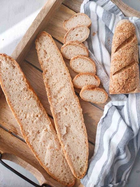 Gluten-Free Sourdough Baguette (French Bread) Sourdough French Bread Recipe, Sourdough Baguette Recipe, Gluten Free French Bread, Sourdough Baguette, Gluten Free Baguette, Sourdough Bread Starter, French Bread Recipe, Gluten Free Sourdough, Sourdough Starter Recipe