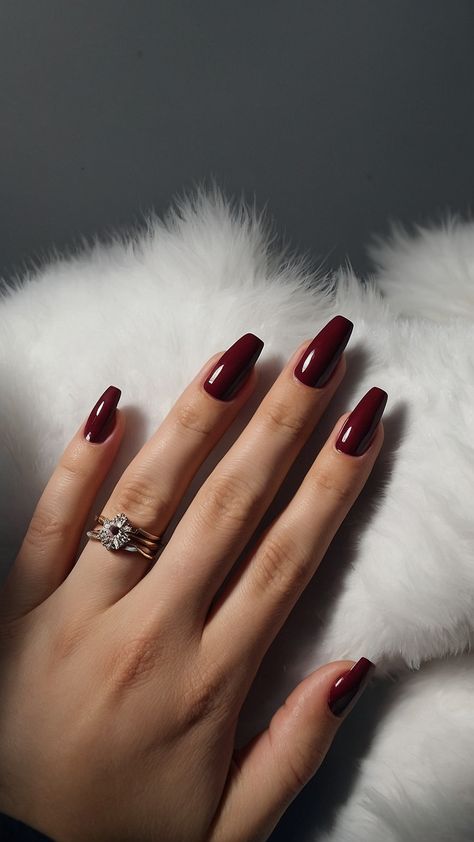 Burgundy Bridesmaid Nail Ideas, Red Nail Varnish, Shellac Nails Fall, Kutek Disney, Brown Nails Design, Wine Nails, Pumpkin Nails, Lovely Nails, Cherry Nails