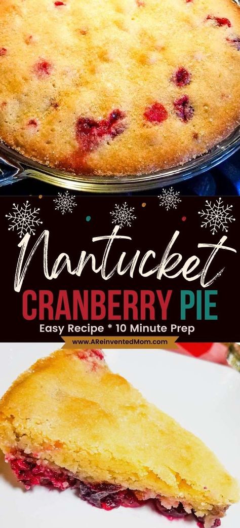 Is it a pie or is it a cake? This rustic cranberry dessert recipe makes a beautiful addition to your holiday table. A juicy cranberry filling topped with a crunchy, cake-like layer is sure to become a family favorite. Cranberry Dessert Recipe, Nantucket Pie, Nantucket Cranberry Pie, Cranberry Recipes Dessert, Cranberry Pie Recipes, Cranberry Filling, Cranberry Dessert, Cranberry Pie, Sweet Treats Recipes