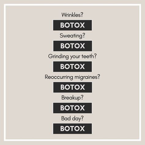 One product, MANY benefits! 💉 Botox injections can help with: • Relaxing wrinkle-causing muscles • Overactive sweat glands • TMJ, teeth grinding, jaw clenching • Reoccurring migraines • and building confidence! If you know, you know. And if you don’t, schedule a consultation with our Nurse Injector to learn more! 📲 … #woodinvillemedspa #botoxwoodinville #fillerwoodinville #woodinvilleinjector #seattlemedspa #botoxseattle #fillerseattle #seattleinjector Botox Posts For Instagram, Propaganda Botox Facial, Botox Branding, Injector Quotes, Injectables Aesthetic, Botox Benefits, Botox For Sweating, Nurse Injector Aesthetic, Botox Nurse