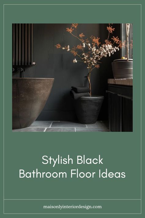 Explore a range of stylish black bathroom floor ideas that can enhance the aesthetic of your home. From matte finishes to glossy tiles, discover stunning options to create a modern and sleek bathroom look. These trendy design inspirations will guide you in selecting the perfect complement to your fixtures and decor. Whether you prefer classic black tiles, innovative designs, or elegant patterns, these concepts will help in designing a sophisticated bathroom sanctuary. Perfect for homeowners aiming to add a touch of chic to their space. Charcoal Floors Bathroom, Black Bathroom Floor Tiles, Bathroom Floor Ideas, Bathroom Flooring Options, Black Bathroom Floor, Glossy Tiles, Black Tile Bathrooms, Modern Black Bathroom, Bathroom Sanctuary