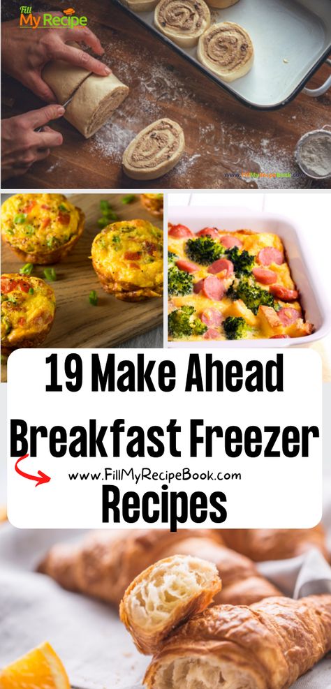 19 Make Ahead Breakfast Freezer Recipes ideas. Easy casserole meals and other that can be frozen and baked or warmed up in the morning. Frozen Breakfast Ideas Make Ahead, Make Ahead And Freeze Breakfast Casserole, Make Ahead Freezer Meals Breakfast, Breakfast Ideas For Freezer, Breakfast Prep Freezer, Breakfast That Can Be Frozen, Breakfast Casseroles That Can Be Frozen, Egg Recipes Freezable, Easy Breakfast Freezer Meals