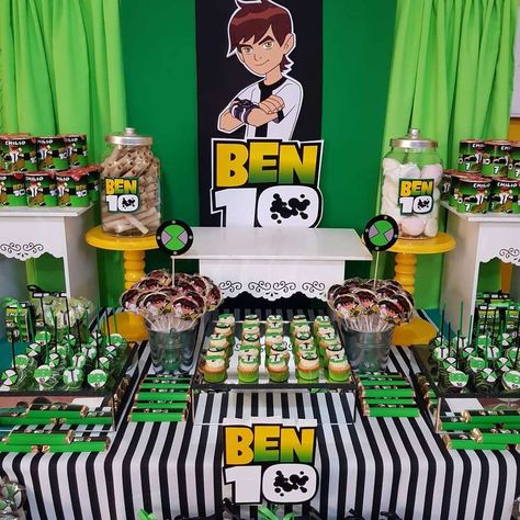 Ben 10 birthday party | CatchMyParty.com 10 Birthday Party Ideas, 10 Birthday Party, Ben 10 Birthday Party, Ben 10 Party, Ben 10 Birthday, 10 Birthday, Tenth Birthday, Paw Patrol Birthday Party, 10th Birthday Parties