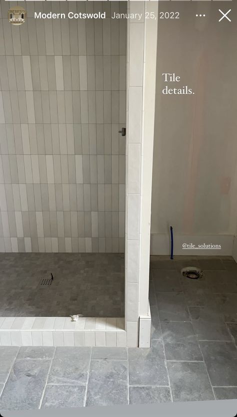 Bathroom Tile Shower Ideas, Shower Threshold Ideas, Gym Room At Home Ideas, Grey Grout Bathroom, Brick Bathroom, Black Tile Bathrooms, Basement Layout, Gym Room At Home, Cottage Bathroom