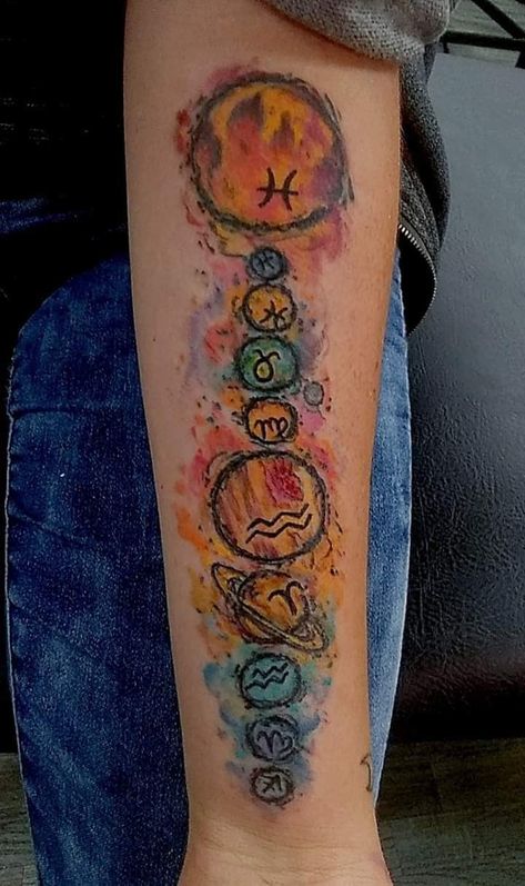 Zodiac Chart Tattoos, Astrology Chart Tattoo, Astrology Tattoo Sleeve, Natal Chart Tattoo, Birth Chart Tattoo, Astrology Placements, Mine Tattoo, Natal Chart Astrology, Astrological Chart