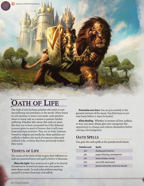 This heal-tastic #paladin #subclass is a taster of an upcoming book I'm writing. It's a #5e #D&D #dungeonsanddragons supplement for #5thedition. Click for free PDF.⁣ ⁣ Check out monsterhunting5e.com for the Kickstarter!⁣ ⁣ Art is by Greg Staples and Chris Rahn © WOtC - it isn't from the book! We have our own artists for that. 5e Classes, Dnd Cleric, Dnd Paladin, D D Classes, Dnd Classes, Dnd Races, Dnd Ideas, Dungeons And Dragons Classes, Dnd 5e Homebrew