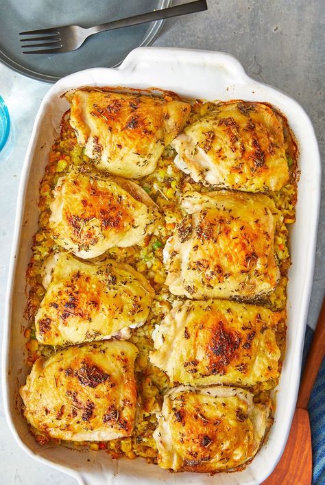 Chicken Stuffed Stuffing, Chicken Thigh Recipes With Stuffing, Stuffing Topped Casserole, Sheet Pan Chicken And Stuffing, Oven Baked Chicken And Stovetop Stuffing, Roasted Chicken And Dressing, Chicken And Dressing Casserole Recipes, Chicken And Stuffing Recipes Easy, Oven Baked Chicken And Stuffing