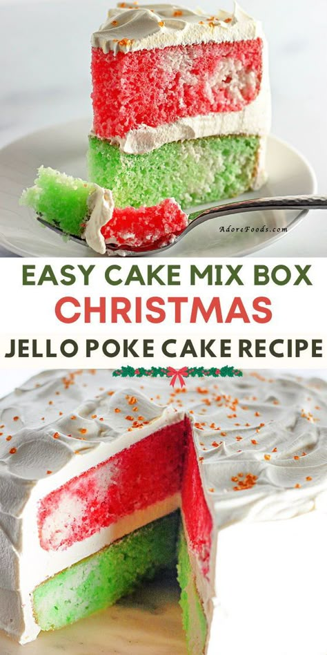 Looking for a crowd-pleasing Christmas dessert? This festive jello poke cake is the answer! With its colorful red and green jello layers, moist cake base, and creamy topping, it’s an easy yet impressive treat. Whether for a holiday party or just a cozy night in, this recipe is a must-have for your list of Christmas baking inspiration. Christmas Poke Cake, Jello Poke Cake Recipe, Jello Cake Recipes, Jello Poke Cake, Poke Cake Jello, Christmas Jello, Poke Cake Recipe, Jello Cake, Seasonal Desserts