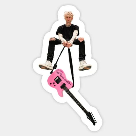 Mgk Stickers, Mgk Drawings, Aesthetic Writing, Colson Baker, Tattoo Idea, Sticker Book, Playing Guitar, Crafts To Do, Sticker Art