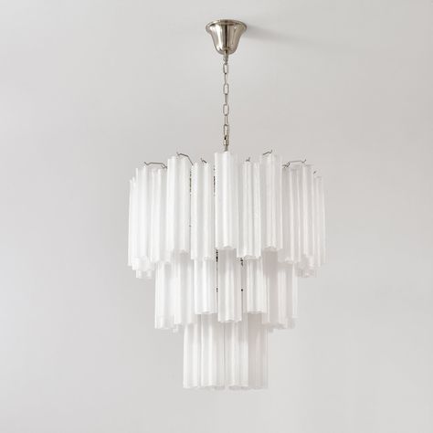 The Frosted Mist Chandelier features elegant, misty white glass panels that cascade in a multi-tiered design, reminiscent of soft, drifting clouds. The frosted, haze-like finish on each glass element adds a layer of subtle sophistication, diffusing light gently to create a calm and serene atmosphere. With its sleek, modern design and muted, misty white color, this chandelier blends effortlessly into minimalist or contemporary spaces, making it perfect for living rooms, dining areas, or large open foyers. The Frosted Mist Chandelier is the ideal choice for those seeking an understated yet luxurious centerpiece that radiates elegance and tranquility.   If you have any questions about our products, please contact us and we will get back to you within 24 hours.   Product Size   Size:   Dia 50c Open Foyer, Large Foyer, Murano Chandelier, Luxury Chandelier, Dining Areas, Led Desk Lamp, Lamps Ceiling, Diffused Light, Modern Chandelier