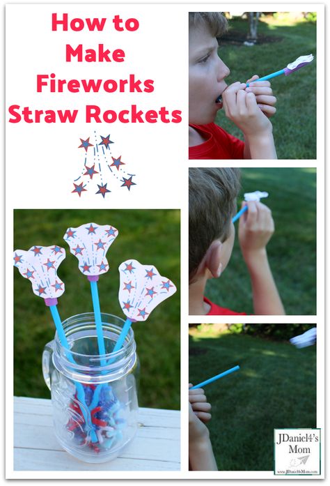 How to Make Fireworks Straw Rockets - The STEM activity is so much fun for students at school or kids at a 4th of July picnic. Straw Rockets, Decor Celebration, Straw Rocket, Fireworks Craft For Kids, How To Make Fireworks, 4th Of July Picnic, Fireworks Craft, 13 Colonies, Stem Activity