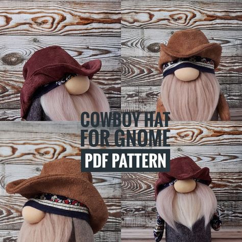 Cowboy hat for gnome doll PDF Pattern | Etsy Seal Sewing Pattern, Cowboy Gnome, Cowboy Hat Pattern, Gnome Doll, Gnome Tutorial, White Seal, Felt Animal Patterns, Felt Animal, Fairy Art Dolls