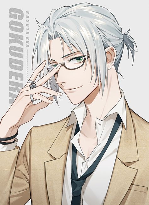 Safebooru - 1boy 954740837 adjusting clothes adjusting gloves bangs black neckwear character name collar collarbone collared jacket collared shirt glasses gloves gokudera hayato green eyes grey background grey hair jacket jewelry katekyo hitman reborn long sleeves looking at viewer male focus necktie pocket ring shirt short hair simple background smile solo upper body white shirt yellow jacket | 2941165 Hayato Gokudera, Vongola Family, Sawada Tsunayoshi, Katekyo Hitman Reborn, Reborn Katekyo Hitman, Hitman Reborn, Boy Anime, White Hair, Pilots