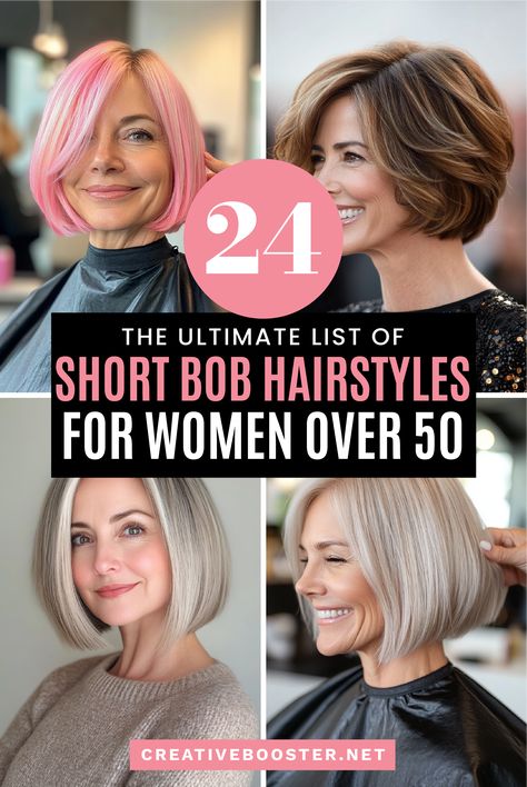 24 Age-Defying Short Bob Hairstyles for Women Over 50 – CreativeBooster Bob Hairstyles 2024 Trends, Caramel Balayage Bob, Womens Bob Hairstyles, Trendy Bob, Short Bob Styles, Older Women's Hairstyles, Short Layered Bob Hairstyles, Trendy Bob Hairstyles, Bob Cuts