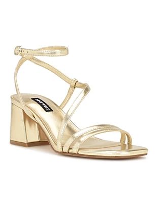 Gold Sandals - Macy's Hoco Heels, Homecoming Shoes, Gold Block Heels, Basket Vintage, Ankle Strap Block Heel, Short Heels, Prom Heels, Strappy Dress, Block Heel Sandals