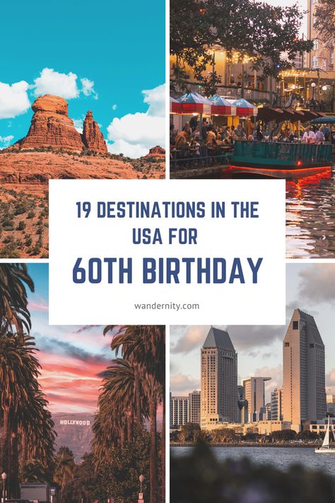 Here you'll find the most vibrant and exciting 60th birthday destinations in the USA, each with its own unique charm and appeal. Whether you're a nature lover, a history buff, or a city slicker, you're sure to find a destination that will make your 60th birthday celebration unforgettable. Destination 60th Birthday, Celebrating 60th Birthday Ideas, 60th Birthday Trip Ideas, 60 Things To Do Before You Turn 60, Mom 60th Birthday Ideas, Destination Birthday Ideas, 60th Birthday Celebration Ideas, Best Us Vacations, Destination Birthday Party