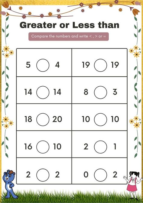 Pre K Math, Math Fact Worksheets, Greater Than Less Than, Beginning Sounds Worksheets, Maths Paper, English Worksheets For Kindergarten, Busy Binder, Math Sheets, Kindergarten Reading Worksheets