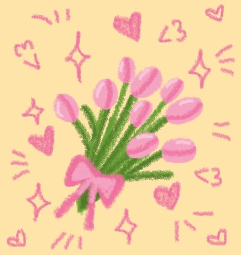 Rose Flower Drawing, Aesthetic Tulips, Sweet Aesthetic, Pink Drawing, Pretty Aesthetic, Pink Tulips, Fun Games, Group Chat, Tulips