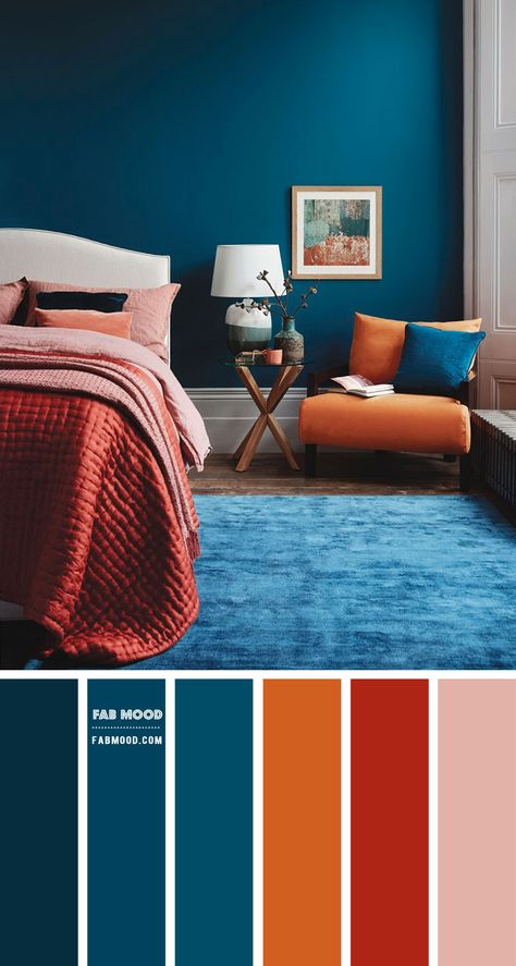 Bedroom Archives - Page 5 of 11 - Fabmood | Wedding Colors, Wedding Themes, Wedding color palettes Burnt Orange Bedroom, Bedroom Color Combination, Teal Bedroom, Cozy Boho, Bedroom Orange, Colors Wedding, تصميم للمنزل العصري, Bedroom Wall Colors, Room Color Schemes