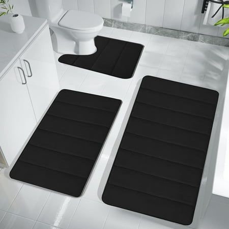 Memory Foam Bath Mat Set, Bathroom Rugs For 3 Pcs, Toilet Mats, Soft Comfortable, Water Absorption, Non-Slip, Thick, Machine Washable, Easier To Dry, Dark Features: Material: Velvet Fleece, Memory Foam Back Material: Rubber Weave Type: Plain Color: Gray, Black, Khaki, Dark Gray Product size: 40cmx60cm/16x24in, 40x50cm/16x20in, 38x42cm/15x17in Packing size: 35cmx10cmx10cm /18x4x4in Gross weight: 380g/0.83lb Net weight: 380g/0.83lb Style: Modern Product Description: EXTREMELY SOFT & WATER ABSORBEN Toilet Rug, Bath Mats Bathroom, Bathroom Rugs Bath Mats, Toilet Mat, Bathroom Rug Sets, Bath Mat Sets, Bath Rugs Sets, Foam Bath, Shower Rugs