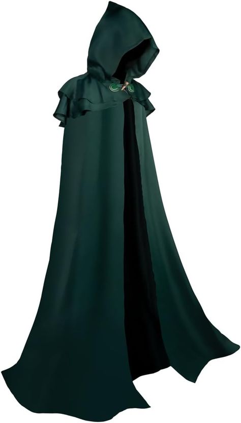 Medival Outfits Woman Cloak, Green Robes Wizard, Fantasy Cloak Design, Villain Animation, Wizard Clothes, Medival Outfits Women, Fabric Shading, Oakley Clothing, Shading Reference