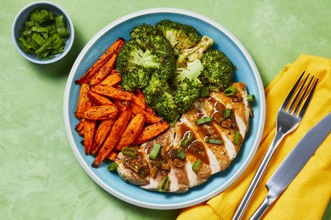 Share me on Pinterest Broccoli Tahini, Apricot Pork, Marley Spoon Recipes, Charred Broccoli, Breaded Chicken Cutlets, Sweet N Spicy, Fried Broccoli, Sweet Pork, Marley Spoon