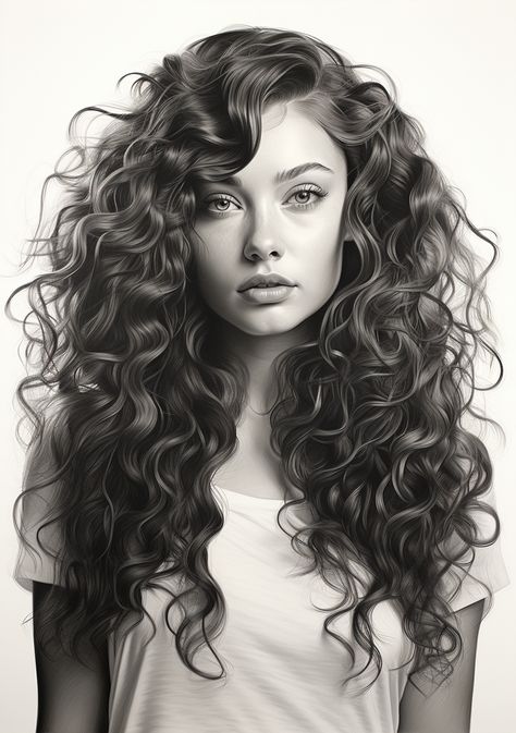 Curly Hair Woman Drawing, Tears Art, Female Face Drawing, Pencil Sketch Images, Beautiful Angels Pictures, Black And White Sketches, Female Art Painting, Beauty Art Drawings, Black Curly Hair