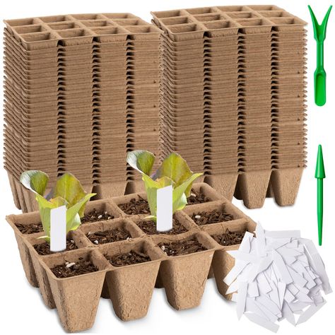 PRICES MAY VARY. Items Sent to You: you will receive 60 pieces of seedling trays, 720 cells in total, comes with 600 pieces of plant labels and 2 pieces of garden tools; Complete and considerate combinations can satisfy your various planting demands; You can also share them with your surrounding people Notable Size Information: the size of each seedling trays seed starter tray is approx. 6.5 x 4.5 inches, and each grid is approx. 1.3 inches wide, 1.3 inches long, 2 inches in depth, enough space Peat Pots, Greenhouse Plants, Seed Starter, Plant Labels, Garden Nursery, Wheat Grass, Planting Seeds, Garden Center, Lawn Care