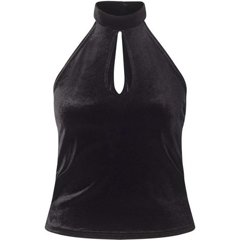 Miss Selfridge Black Keyhole Velvet Crop Top ($32) ❤ liked on Polyvore featuring tops, shirts, crop tops, tank tops, black, halter top, high neck halter top, halter crop top, halter neck crop top and fitted crop tops Tank Tops Black, High Neck Halter Top, High Neck Sleeveless Top, Shirts Crop Tops, High Neck Shirts, Tie Halter Top, Halter Neck Crop Top, Shirts Crop, High Neck Crop Top