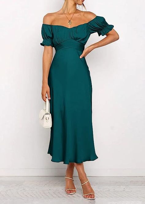 looks very elegant comfortable to wear Midi Dress Off Shoulder, Off The Should Dress, Midi Dress Wedding Guest, Formal Prom Dresses, Cocktail Formal, Dress Off Shoulder, Shoulder Wrap, Semi Formal Dress, Cocktail Attire