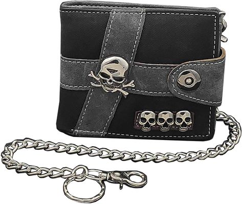 Amazon.com: Skull Punk Biker Casual Hasp Wallet Purse With Chain For Men Or Boy : Clothing, Shoes & Jewelry Accessories Chains, Wallets For Boys, Having A Baby Boy, Chain For Men, Chains For Men, Handbag Accessories, Purse Wallet, Boy Outfits, Apparel Accessories