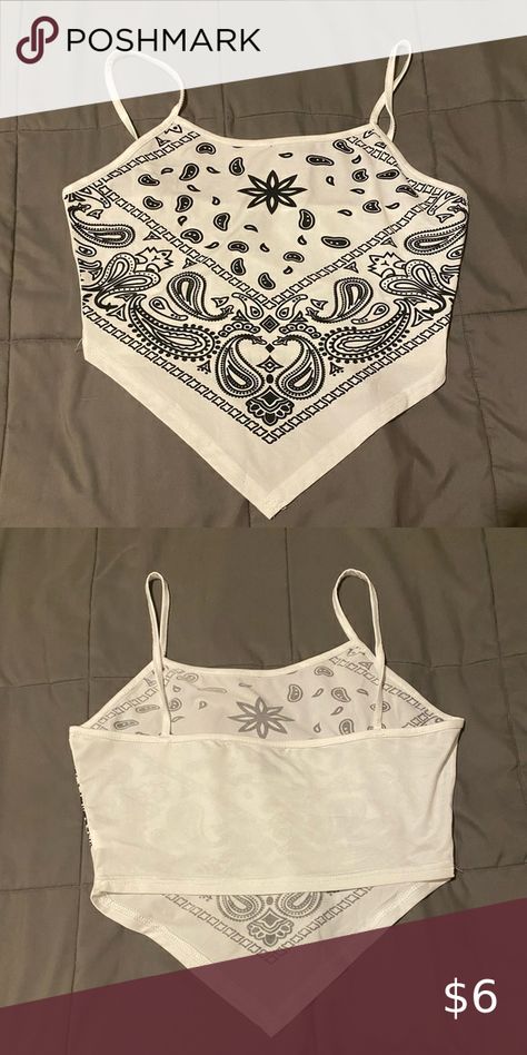 Bandana Print Cropped Top w/ Spaghetti Straps Top Con Bandana, Bandana Top Diy, Diy Bandana Top, Bandana Top Outfit, Cropped Bandana, Bandana Tops, Bandana Crop Top, Bandana Crafts, Diy Crop Top