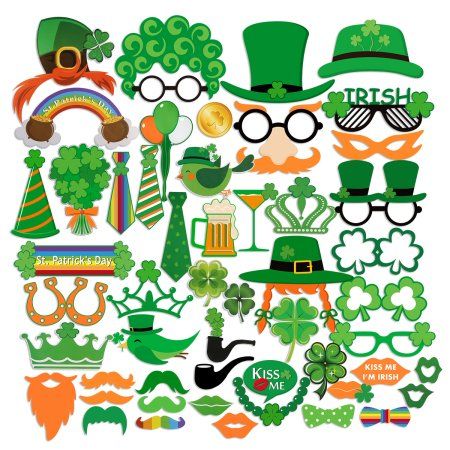 PBPBOX St. Patrick's Day Photo Booth Props 52 pieces DIY Creative Kit for Photographing Decoration Irish Party Decorations, Xmas Party Games, St Patrick's Day Photos, Birthday Party Decorations For Adults, Fete Saint Patrick, Irish Party, Wedding Photo Booth Props, Picture Props, Diy Party Supplies