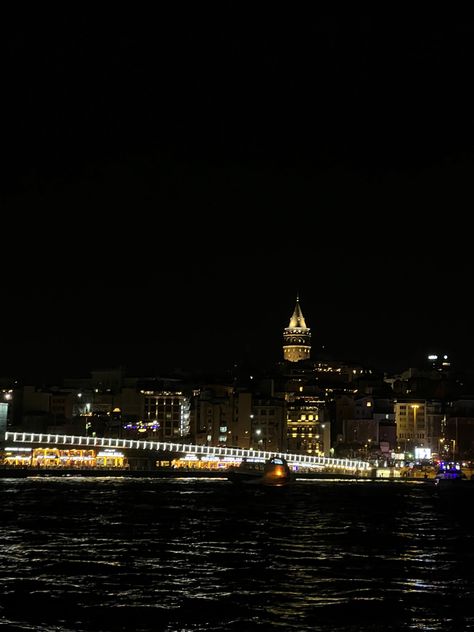 Night view of galata bridge, aesthetic istanbul evening, night view istanbul Istanbul Night, Aesthetic Istanbul, Bridge Aesthetic, Galata Bridge, Night View, Night Life, Istanbul, Bridge