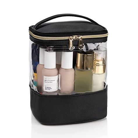 Amazon.com : Clear Makeup Bags, Travel Waterproof Cosmetic Bag Plastic Transparent Organizer Women Makeup Pouch with Handle Mesh Pockets for Cosmetics Toiletries (Black) : Beauty & Personal Care Clear Travel Pouch, Travel Cosmetic Bag Organizers, Clear Toiletry Bag, Clear Makeup, Clear Makeup Bags, Clear Tote Bags, Small Makeup Bag, Women Makeup, Cosmetic Organizer