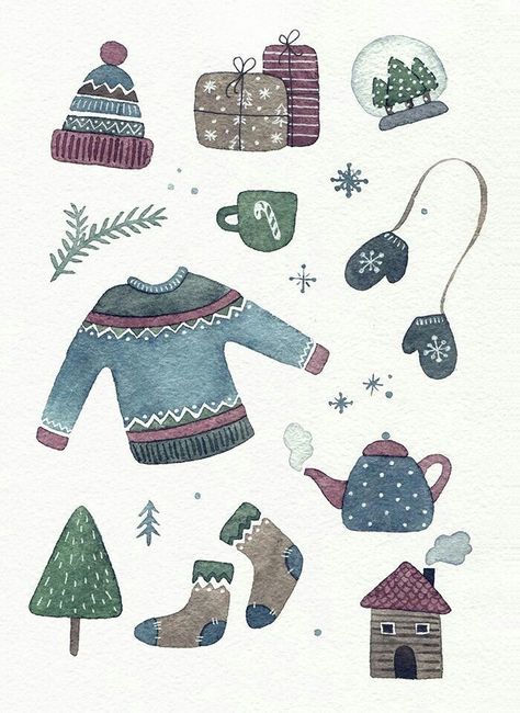 Winter Drawings, Winter Mood, Winter Illustration, Free Illustration, Winter Diy, Winter Art, Journal Doodles, E Card, Illustration Inspiration