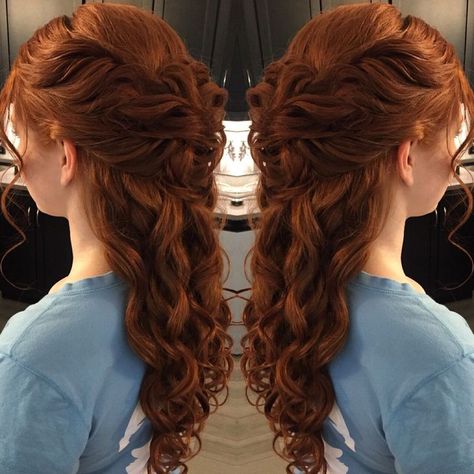 Game Of Thrones Wedding Hairstyles, Pretty Hair Ideas For Prom, Medieval Hairstyles Wedding, Game Of Thrones Inspired Hairstyles, Royal Impression Hair, Big Curly Prom Hair, Prom Hairstyles Long Curly Hair, Game Of Thrones Inspired Wedding Hair, Wispy Bridesmaid Hair