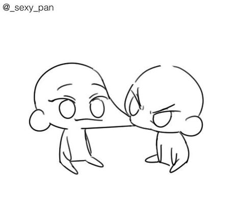 2 Chibi Pose Reference, Funny Ship Art, Cute Base Drawing Chibi, Nya Hand Poses, 2 People Poses Drawing Reference Funny, Refrences Drawings Poses Couple, Biting Arm Drawing, Chibi Bases Pose, Base Chibi Drawing Reference