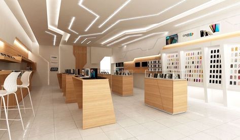 Electronic Showroom Interior Design, Electronic Shop Interior Design, Mobile Store Interior, Apple Store Interior, Electronics Store Design, Mobile Shop Design, Shop Counter Design, Gaming Shop, Store Decoration