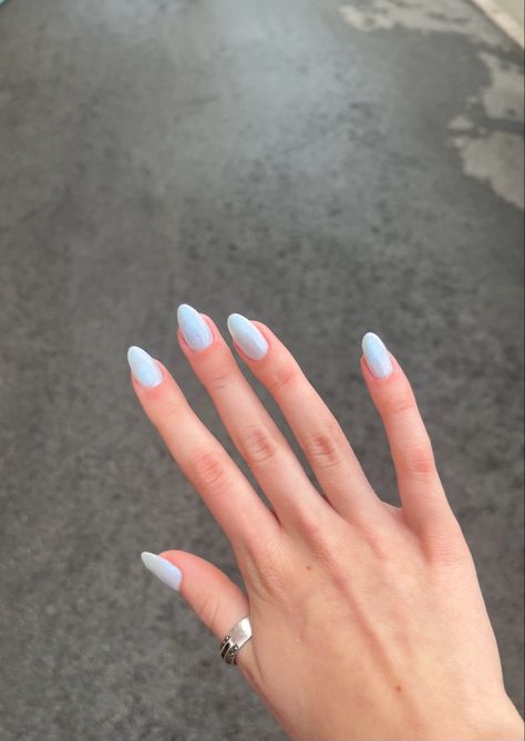 #nails #acrylic #nailinspo💅🏻 #aesthetic #bluenails #sparklenails #summernails Wedding Nails Dusty Blue, Nails Dusty Blue, Dusty Blue Nails, Acrylic Nails Almond, Nails Almond Shape, Acrylic Nails Almond Shape, Almond Acrylic Nails, Almond Nail, Almond Shape