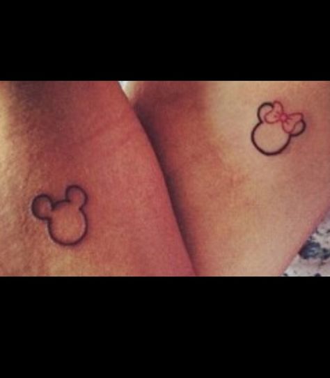 Disney Couple Tattoos, Mickey And Minnie Tattoos, Minnie Tattoo, Mickey Tattoo, Him And Her Tattoos, Small Matching Tattoos, Cute Couple Tattoos, Mouse Tattoos, Matching Couple Tattoos