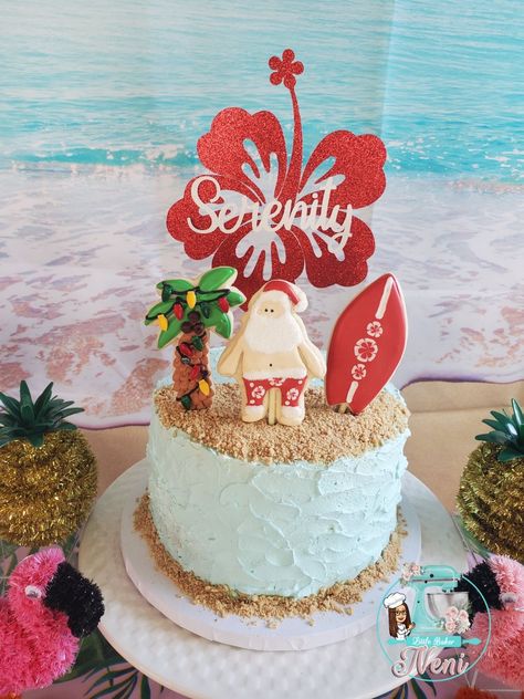 Christmas In July Cake Ideas, Christmas In July Birthday Cake, Christmas In July Birthday Party Kids, Christmas In July Cake, Christmas In July Birthday Party, Summer Birthday Themes, Christmas Birthday Cake, Pineapple Christmas, Toddler Birthday Party